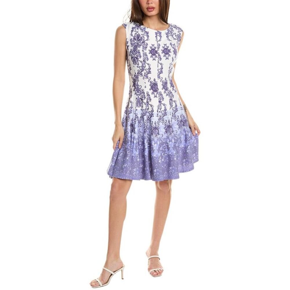 Elegant Purple and White Floral Dress
